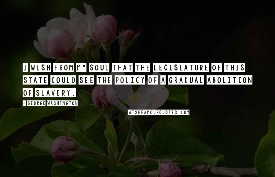 George Washington Quotes: I wish from my soul that the legislature of this State could see the policy of a gradual Abolition of Slavery.