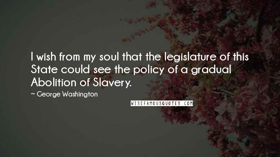 George Washington Quotes: I wish from my soul that the legislature of this State could see the policy of a gradual Abolition of Slavery.
