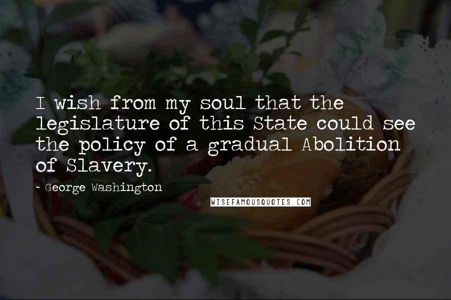 George Washington Quotes: I wish from my soul that the legislature of this State could see the policy of a gradual Abolition of Slavery.