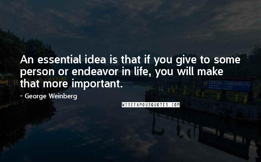 George Weinberg Quotes: An essential idea is that if you give to some person or endeavor in life, you will make that more important.