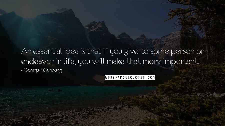 George Weinberg Quotes: An essential idea is that if you give to some person or endeavor in life, you will make that more important.