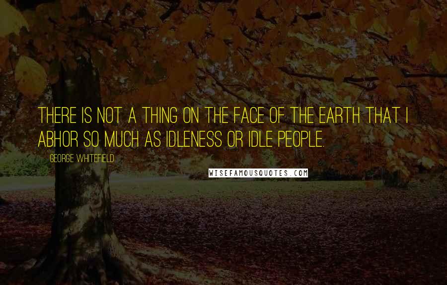 George Whitefield Quotes: There is not a thing on the face of the earth that I abhor so much as idleness or idle people.