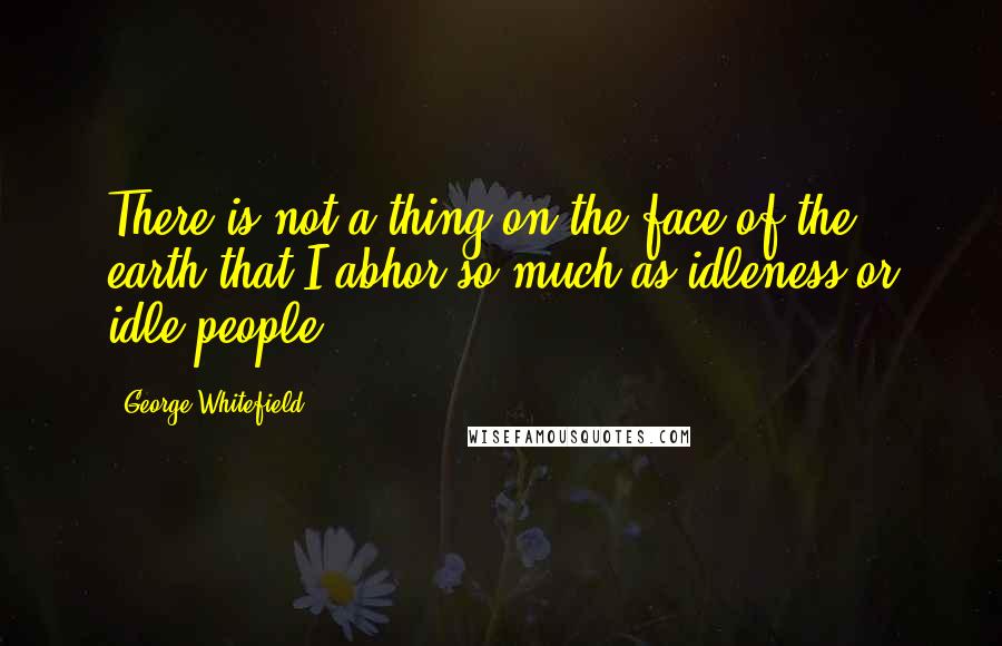 George Whitefield Quotes: There is not a thing on the face of the earth that I abhor so much as idleness or idle people.