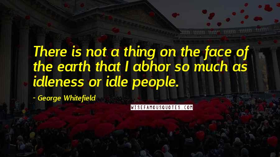 George Whitefield Quotes: There is not a thing on the face of the earth that I abhor so much as idleness or idle people.