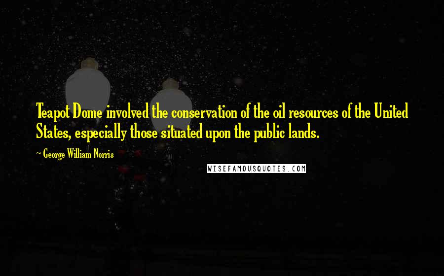 George William Norris Quotes: Teapot Dome involved the conservation of the oil resources of the United States, especially those situated upon the public lands.