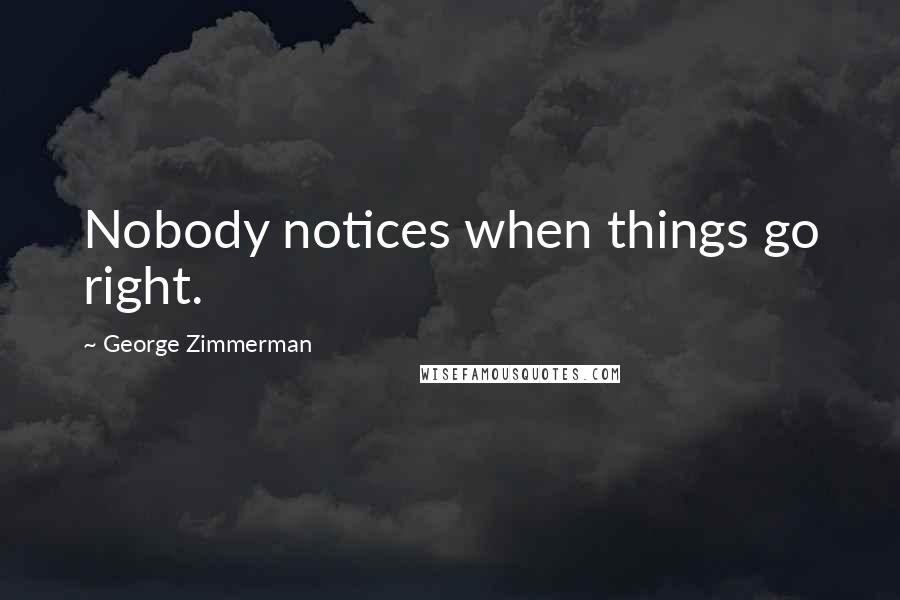 George Zimmerman Quotes: Nobody notices when things go right.