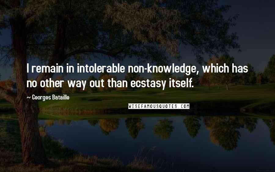 Georges Bataille Quotes: I remain in intolerable non-knowledge, which has no other way out than ecstasy itself.