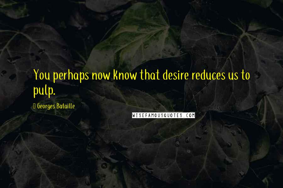 Georges Bataille Quotes: You perhaps now know that desire reduces us to pulp.