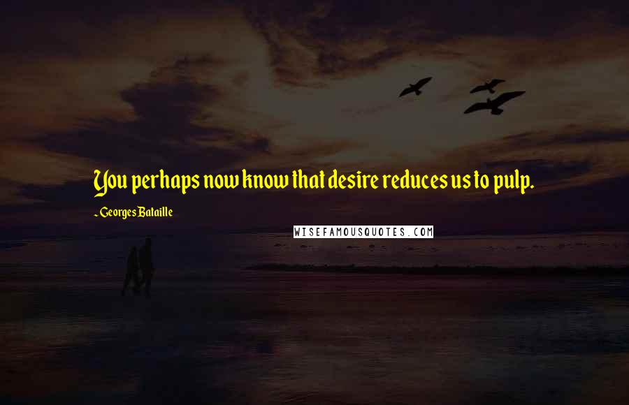 Georges Bataille Quotes: You perhaps now know that desire reduces us to pulp.