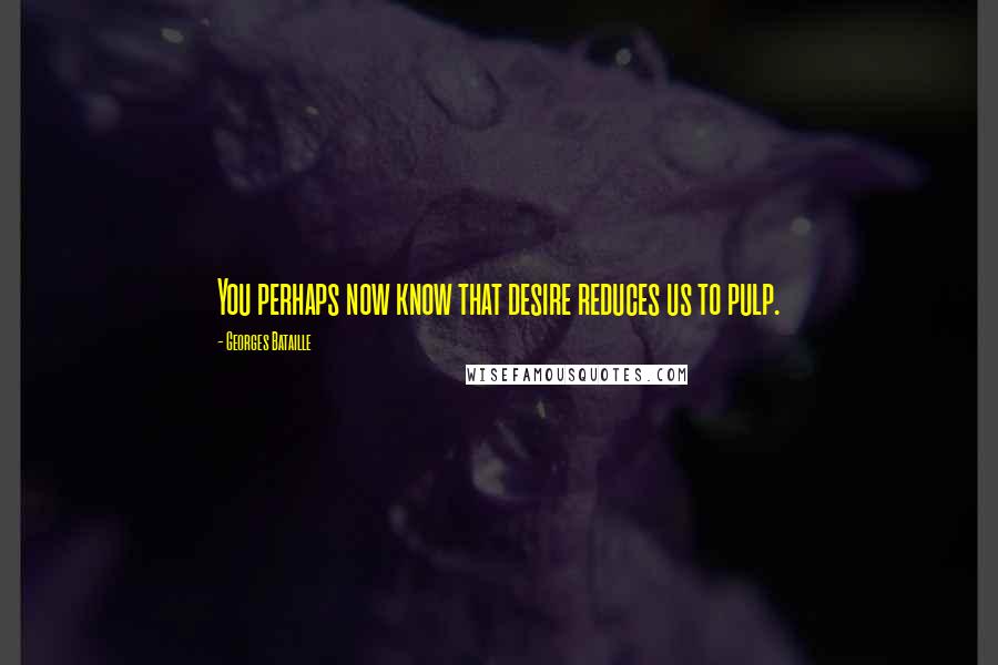 Georges Bataille Quotes: You perhaps now know that desire reduces us to pulp.