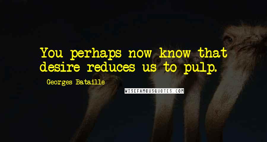 Georges Bataille Quotes: You perhaps now know that desire reduces us to pulp.