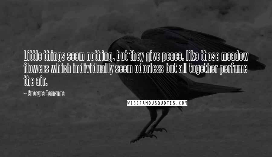 Georges Bernanos Quotes: Little things seem nothing, but they give peace, like those meadow flowers which individually seem odorless but all together perfume the air.