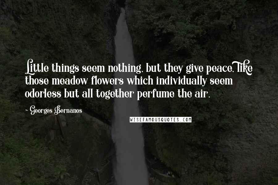 Georges Bernanos Quotes: Little things seem nothing, but they give peace, like those meadow flowers which individually seem odorless but all together perfume the air.