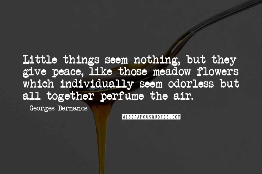 Georges Bernanos Quotes: Little things seem nothing, but they give peace, like those meadow flowers which individually seem odorless but all together perfume the air.