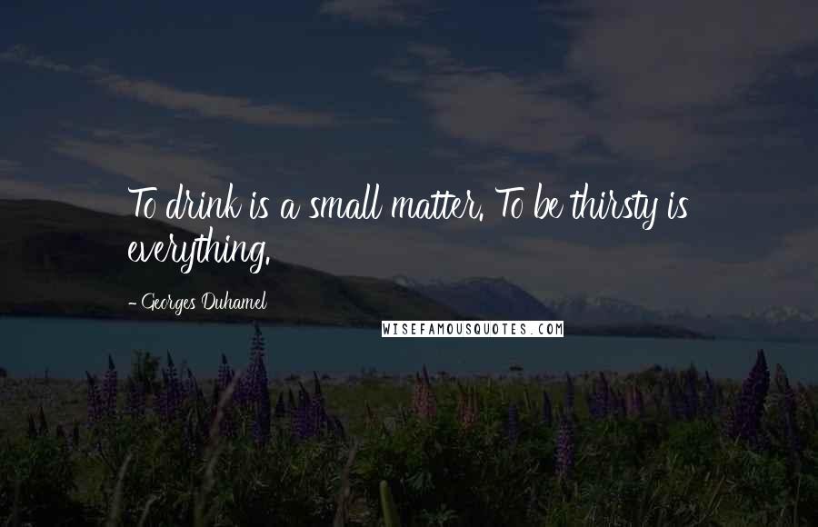 Georges Duhamel Quotes: To drink is a small matter. To be thirsty is everything.