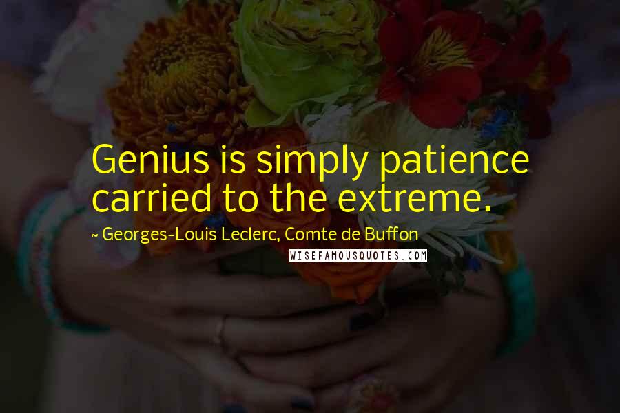 Georges-Louis Leclerc, Comte De Buffon Quotes: Genius is simply patience carried to the extreme.
