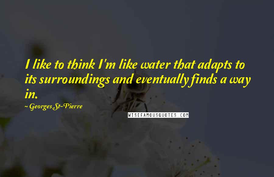 Georges St-Pierre Quotes: I like to think I'm like water that adapts to its surroundings and eventually finds a way in.