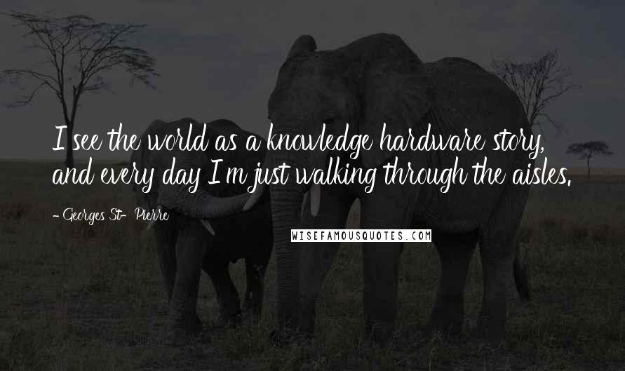 Georges St-Pierre Quotes: I see the world as a knowledge hardware story, and every day I'm just walking through the aisles.