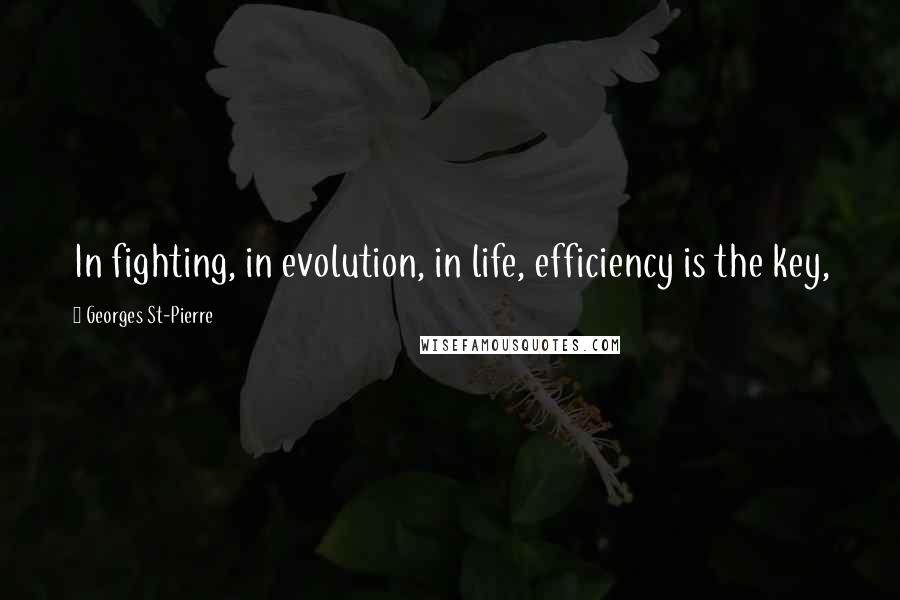 Georges St-Pierre Quotes: In fighting, in evolution, in life, efficiency is the key,