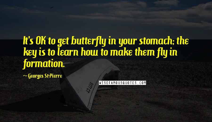 Georges St-Pierre Quotes: It's OK to get butterfly in your stomach; the key is to learn how to make them fly in formation.