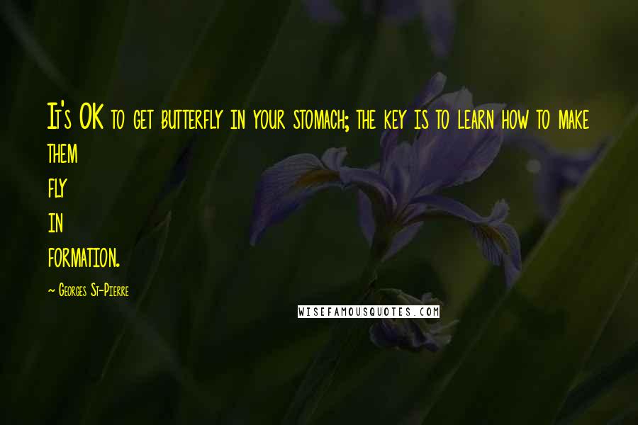 Georges St-Pierre Quotes: It's OK to get butterfly in your stomach; the key is to learn how to make them fly in formation.