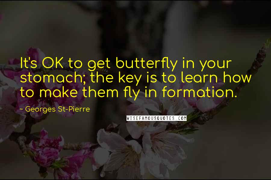 Georges St-Pierre Quotes: It's OK to get butterfly in your stomach; the key is to learn how to make them fly in formation.