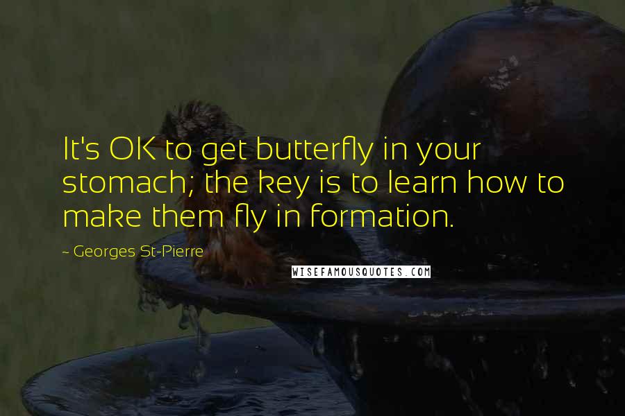 Georges St-Pierre Quotes: It's OK to get butterfly in your stomach; the key is to learn how to make them fly in formation.