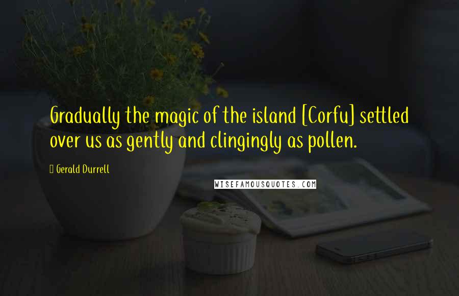 Gerald Durrell Quotes: Gradually the magic of the island [Corfu] settled over us as gently and clingingly as pollen.