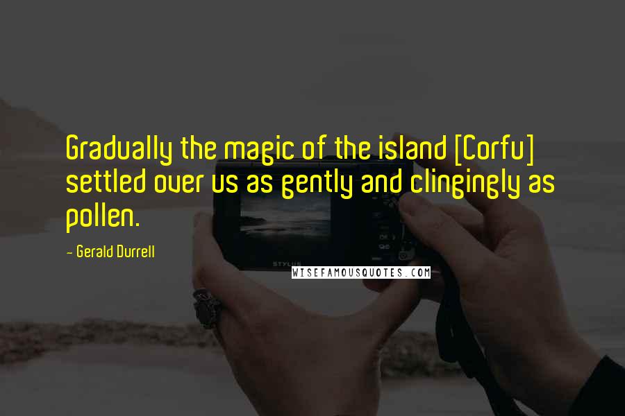 Gerald Durrell Quotes: Gradually the magic of the island [Corfu] settled over us as gently and clingingly as pollen.