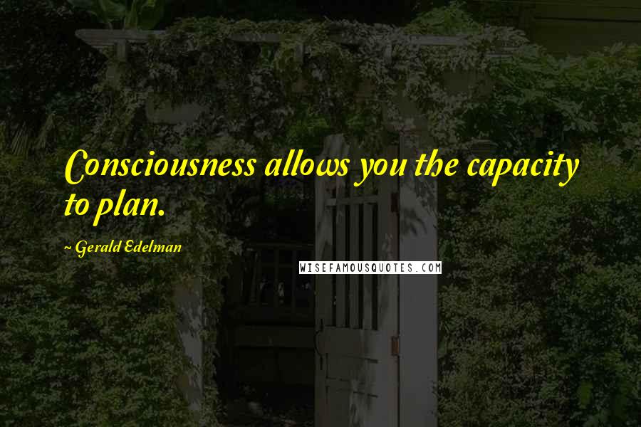 Gerald Edelman Quotes: Consciousness allows you the capacity to plan.