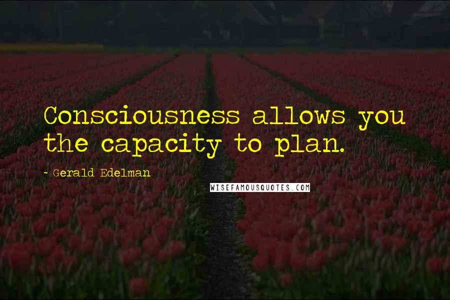 Gerald Edelman Quotes: Consciousness allows you the capacity to plan.