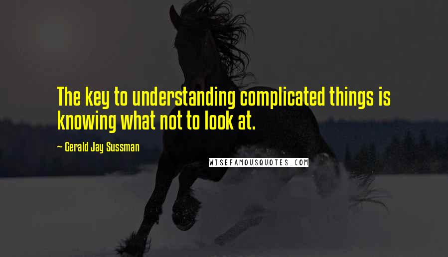 Gerald Jay Sussman Quotes: The key to understanding complicated things is knowing what not to look at.