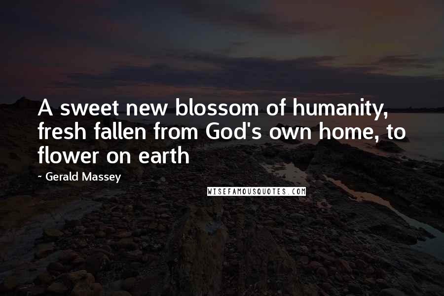 Gerald Massey Quotes: A sweet new blossom of humanity, fresh fallen from God's own home, to flower on earth