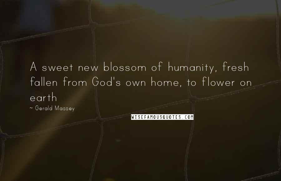 Gerald Massey Quotes: A sweet new blossom of humanity, fresh fallen from God's own home, to flower on earth