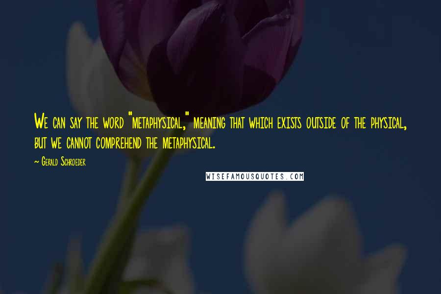 Gerald Schroeder Quotes: We can say the word "metaphysical," meaning that which exists outside of the physical, but we cannot comprehend the metaphysical.