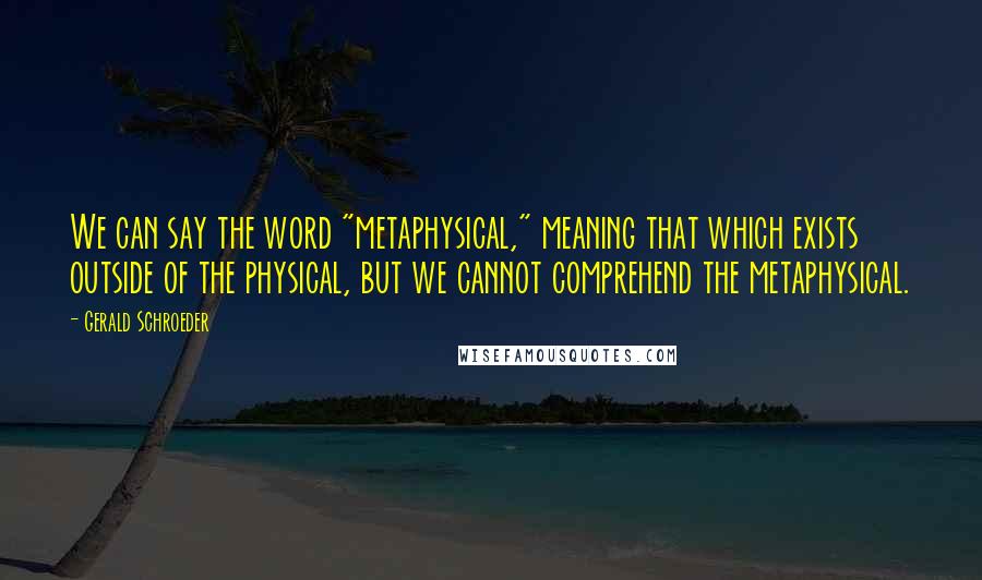 Gerald Schroeder Quotes: We can say the word "metaphysical," meaning that which exists outside of the physical, but we cannot comprehend the metaphysical.