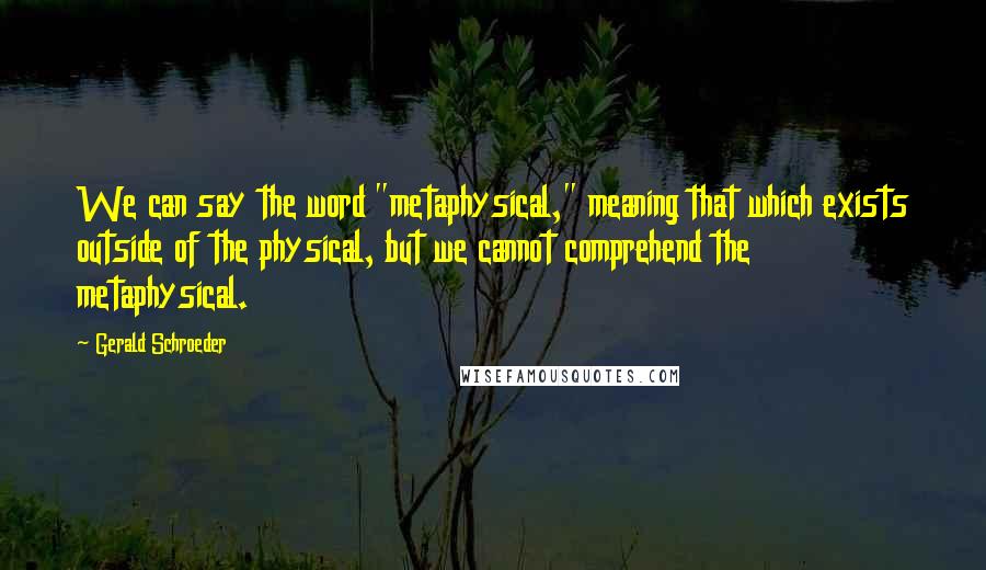 Gerald Schroeder Quotes: We can say the word "metaphysical," meaning that which exists outside of the physical, but we cannot comprehend the metaphysical.