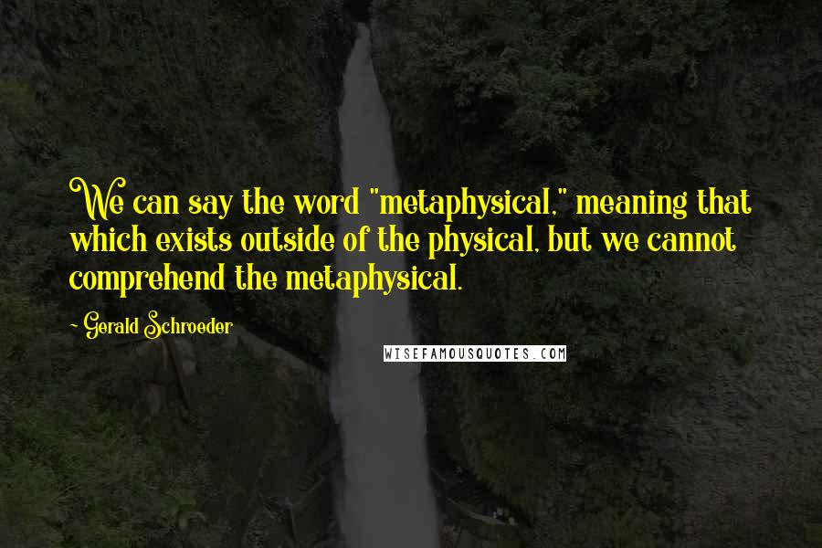 Gerald Schroeder Quotes: We can say the word "metaphysical," meaning that which exists outside of the physical, but we cannot comprehend the metaphysical.