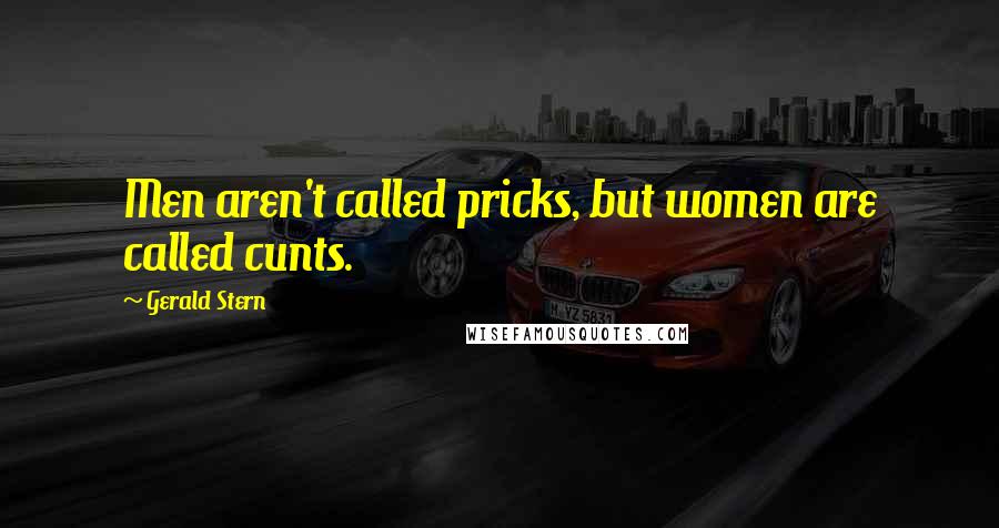 Gerald Stern Quotes: Men aren't called pricks, but women are called cunts.