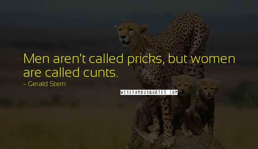 Gerald Stern Quotes: Men aren't called pricks, but women are called cunts.