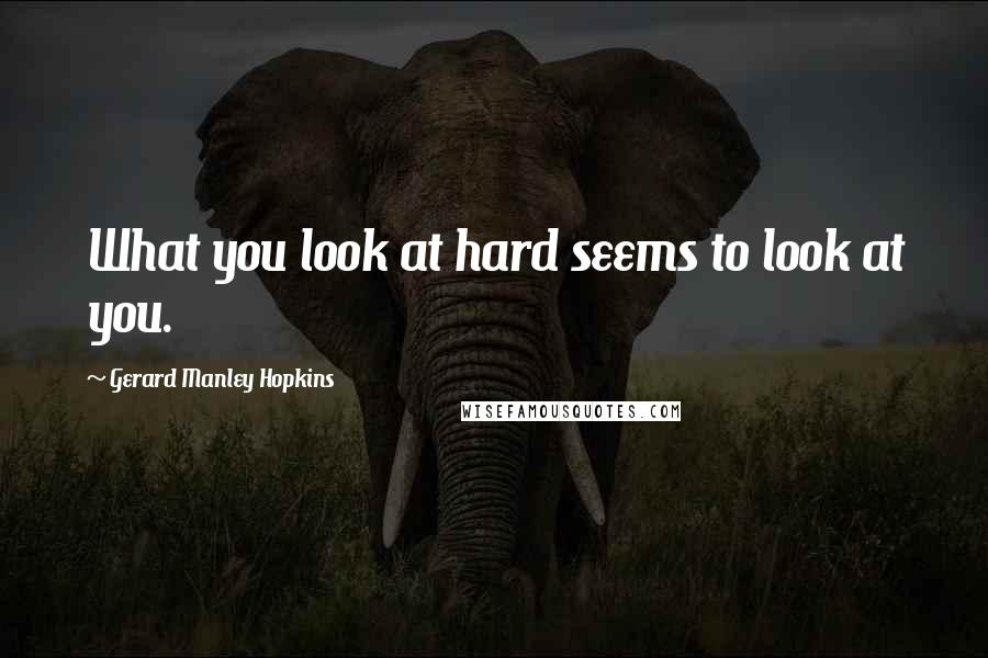 Gerard Manley Hopkins Quotes: What you look at hard seems to look at you.