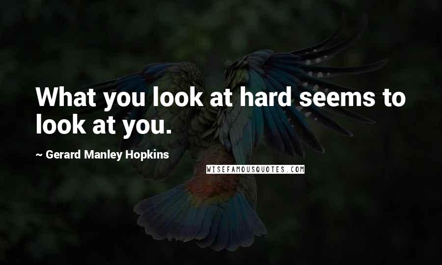 Gerard Manley Hopkins Quotes: What you look at hard seems to look at you.