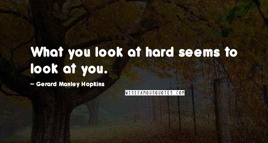 Gerard Manley Hopkins Quotes: What you look at hard seems to look at you.