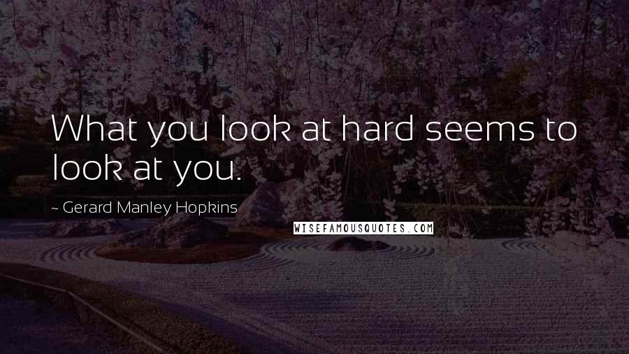 Gerard Manley Hopkins Quotes: What you look at hard seems to look at you.