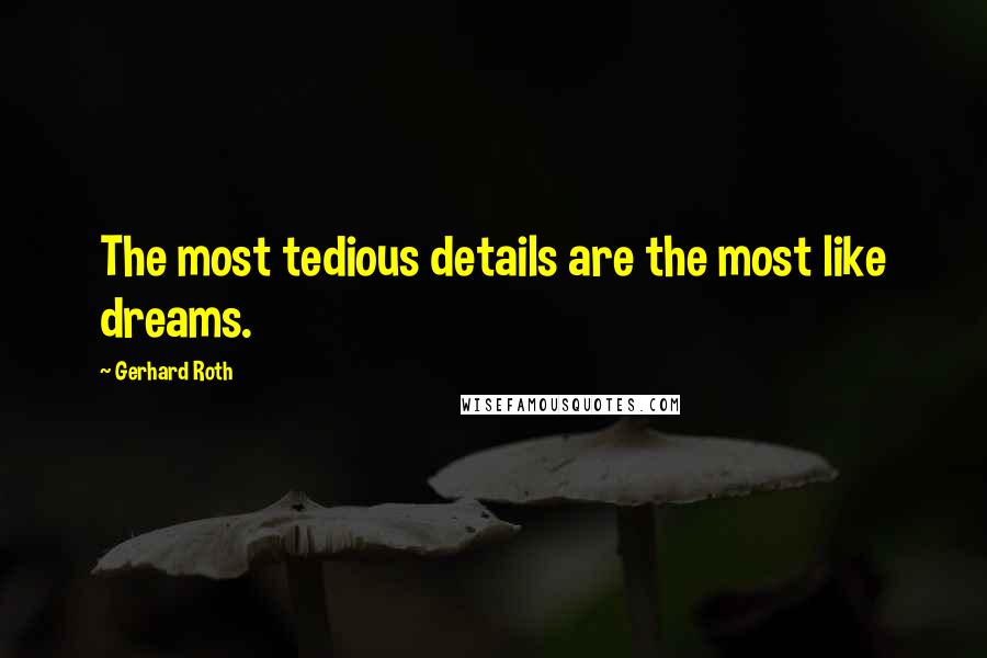 Gerhard Roth Quotes: The most tedious details are the most like dreams.