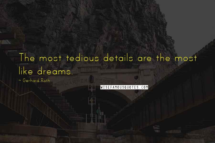 Gerhard Roth Quotes: The most tedious details are the most like dreams.