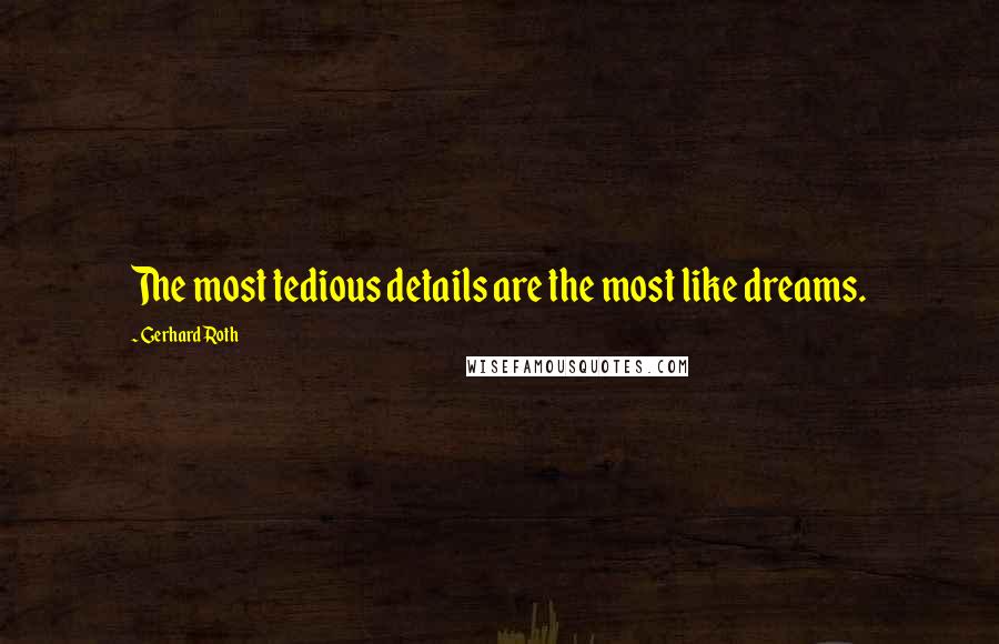 Gerhard Roth Quotes: The most tedious details are the most like dreams.