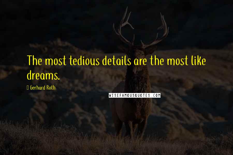 Gerhard Roth Quotes: The most tedious details are the most like dreams.