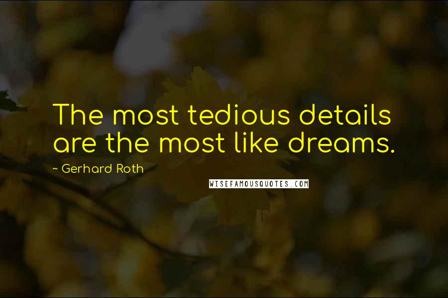 Gerhard Roth Quotes: The most tedious details are the most like dreams.