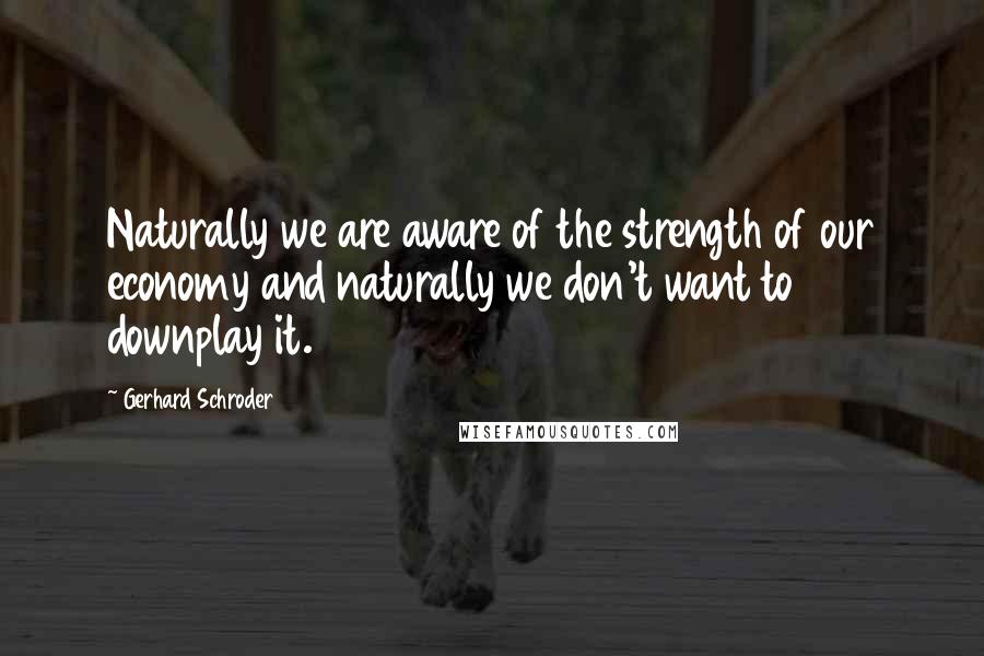 Gerhard Schroder Quotes: Naturally we are aware of the strength of our economy and naturally we don't want to downplay it.